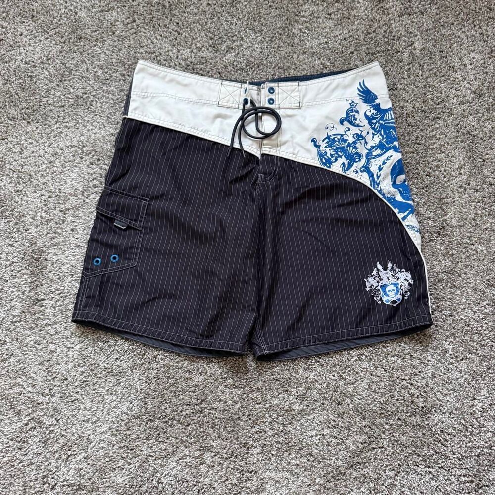 Mossimo Men's Black and Blue Shorts